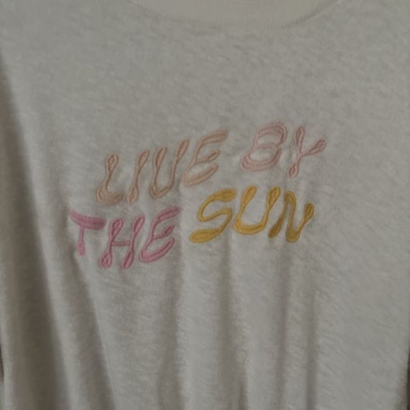 Old Navy Live By The Sun Crop Sweatshirt Medium Lightweight Terrycloth Pullover - Picture 3 of 8